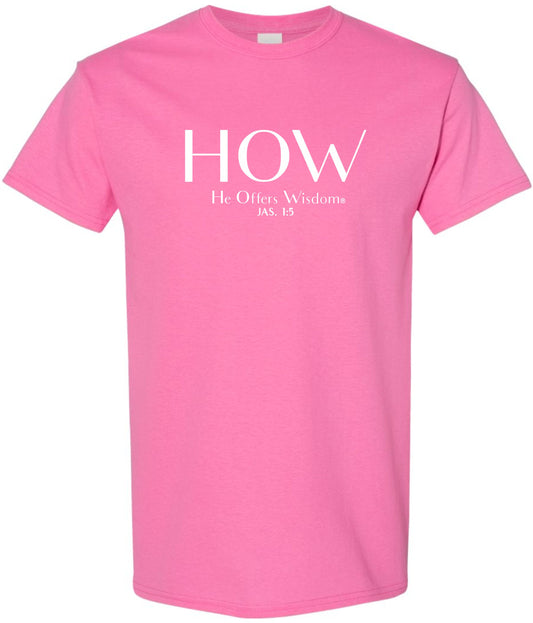 James 1:5 Christian T-Shirt for Women – H.O.W.® He Offers Wisdom® – Youth Girls by C.C.A.®