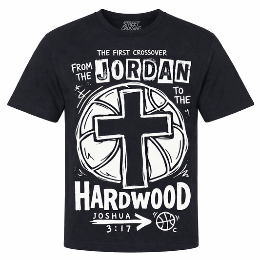 The First Crossover™ Christian Basketball Shirt – From the Jordan to the Hardwood (Joshua 3:17)
